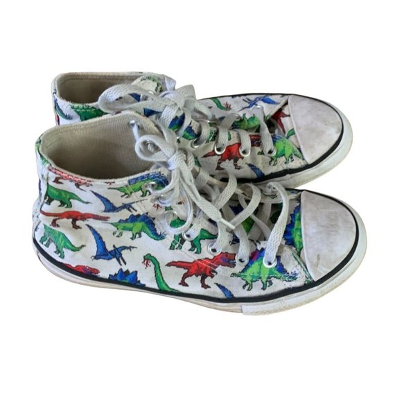 Converse Youth Size 2 Lace Tie Up Sneakers Hi Top Shoes All Stars Red Blue Green - Picture 3 of 5